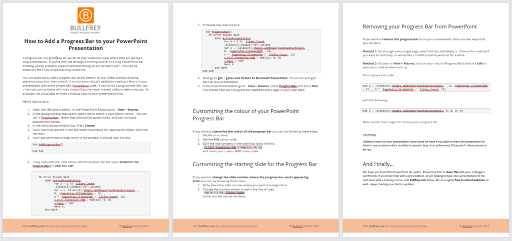 Screenshot of How to add a progress bar to powerpoint pdf version